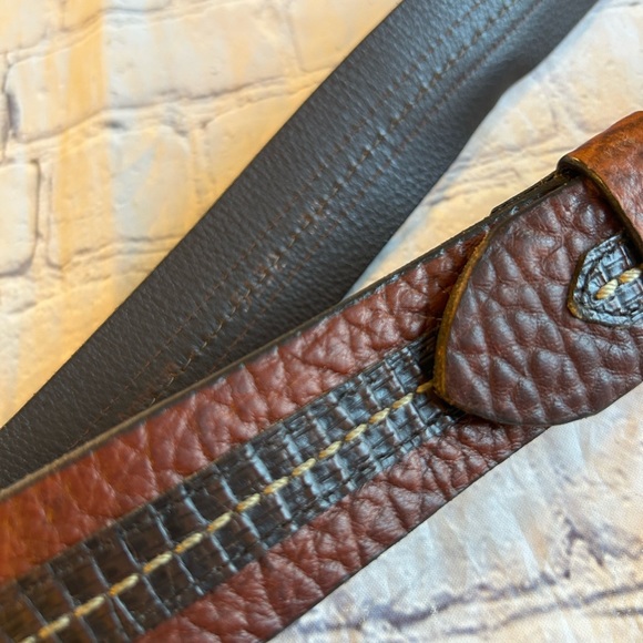 Vintage Accessories Vintage Chunky Twotone Leather Mens Belt